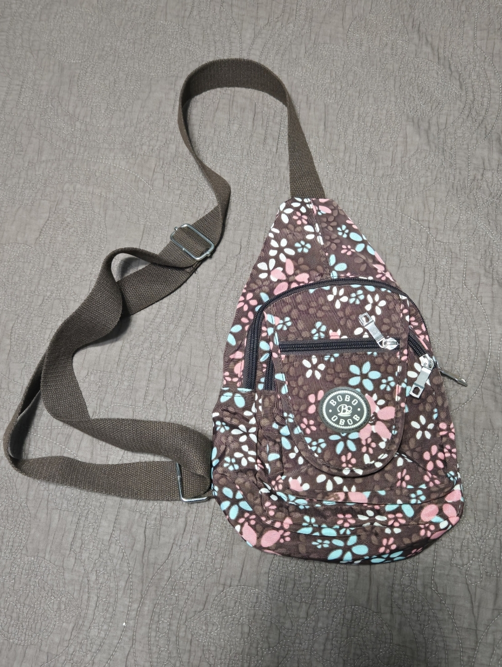 Mini backpack sling pink fuschia adjustable strap floral print